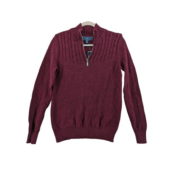 Karen‎ Scott Sweater XS Red Quarter Zip Mock Neck Long Sleeves Ribbed Hem Staple - Picture 9 of 9